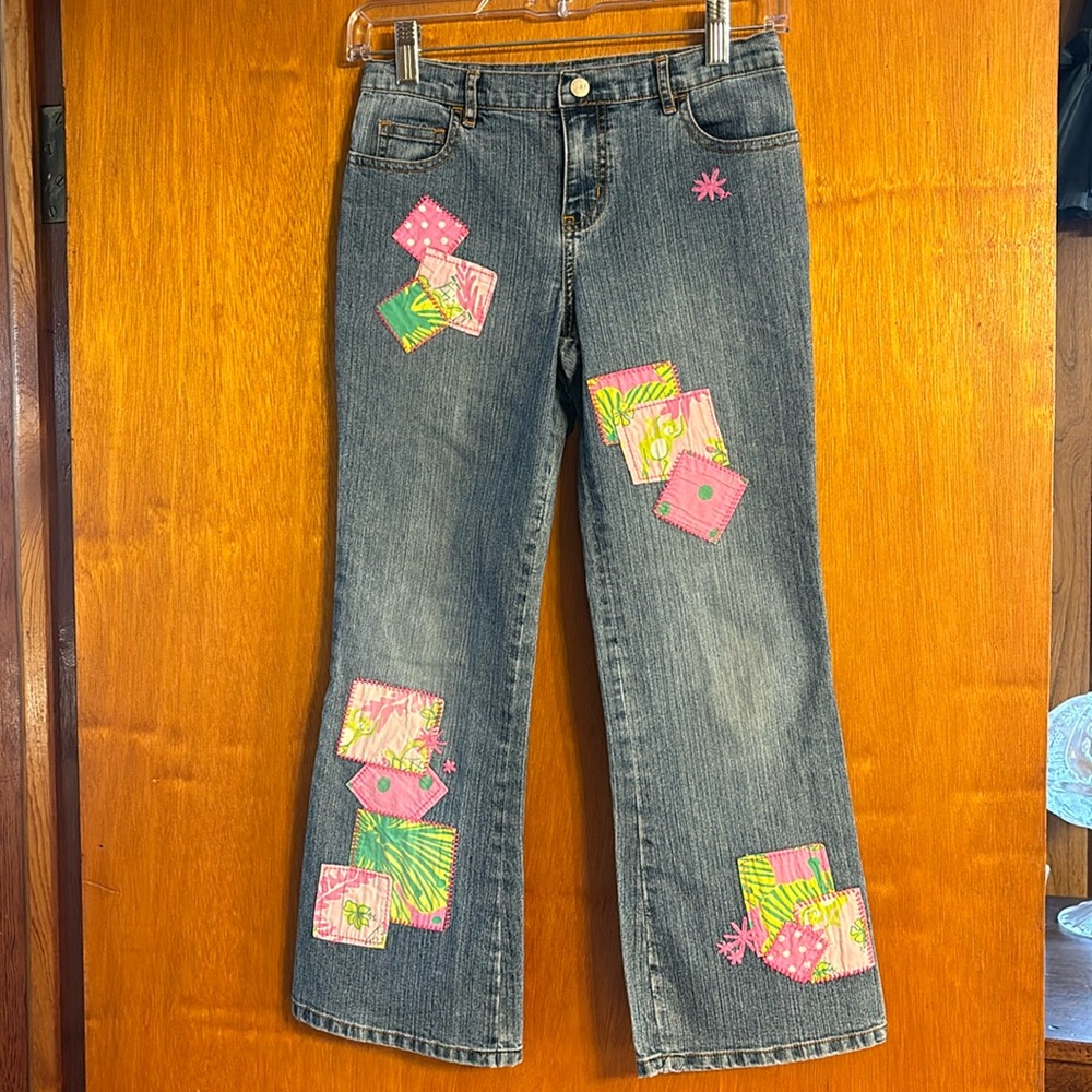 Lily Pulitzer Denim Girls Patchwork Blue Jeans Size 10 - Picture 3 of 8